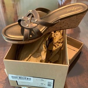 Cole Haan metallic gold summer slide